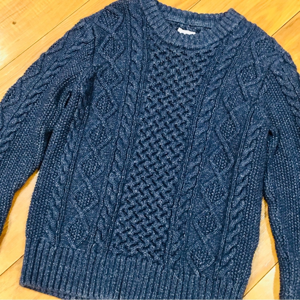Gap kids cable knit sweater pullover boy girl thick navy blue medium 8